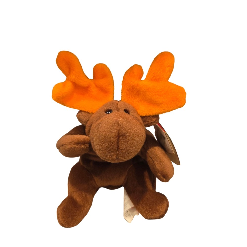 Ty Beanie Baby Chocolate Moose Plush Brown Orange Small Excellent 1993 Vintage